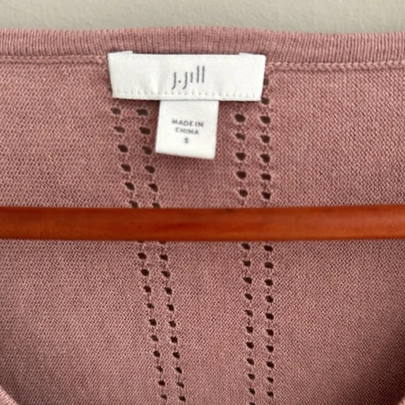 J. Jill Top Rose Dolman Sleeve Knitted V-Neck Cotton Blend Lightweight - Picture 7 of 7